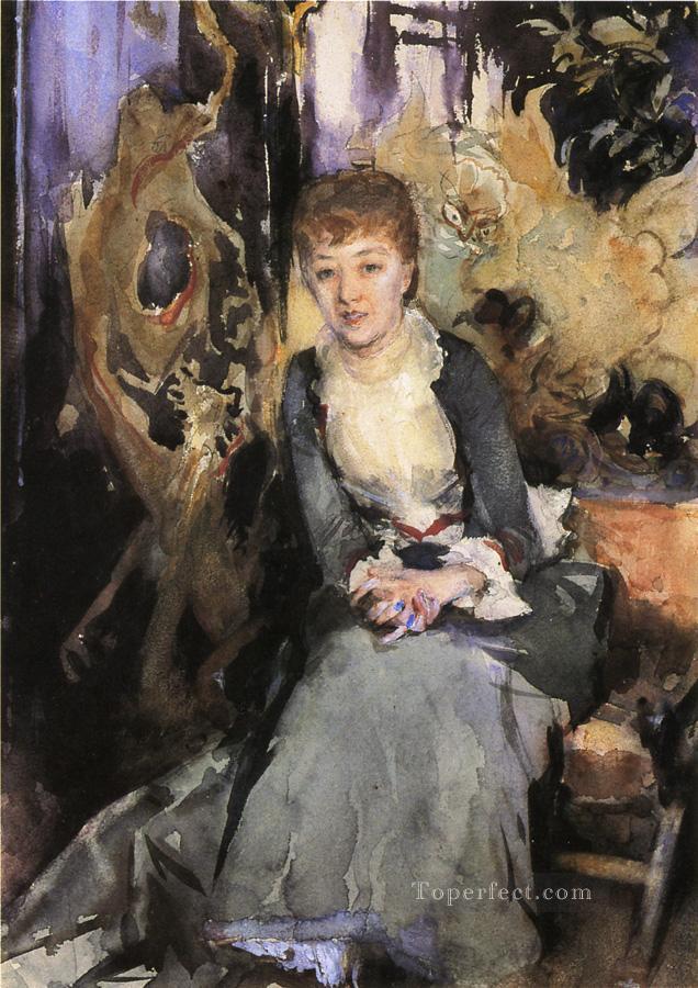 Miss Reubell Seated in Front of a Screen portrait John Singer Sargent Oil Paintings